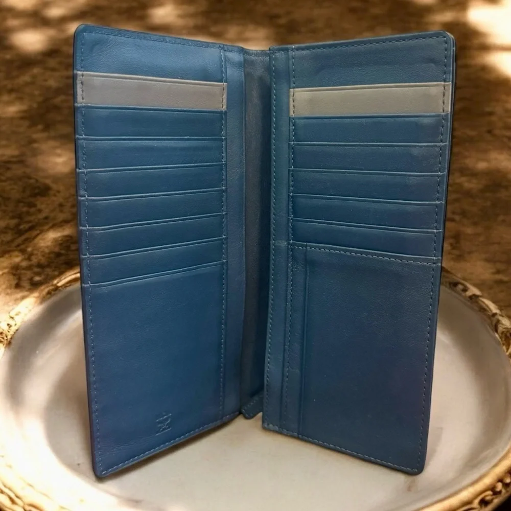 MCM Blue Embossed Bifold Long Wallet